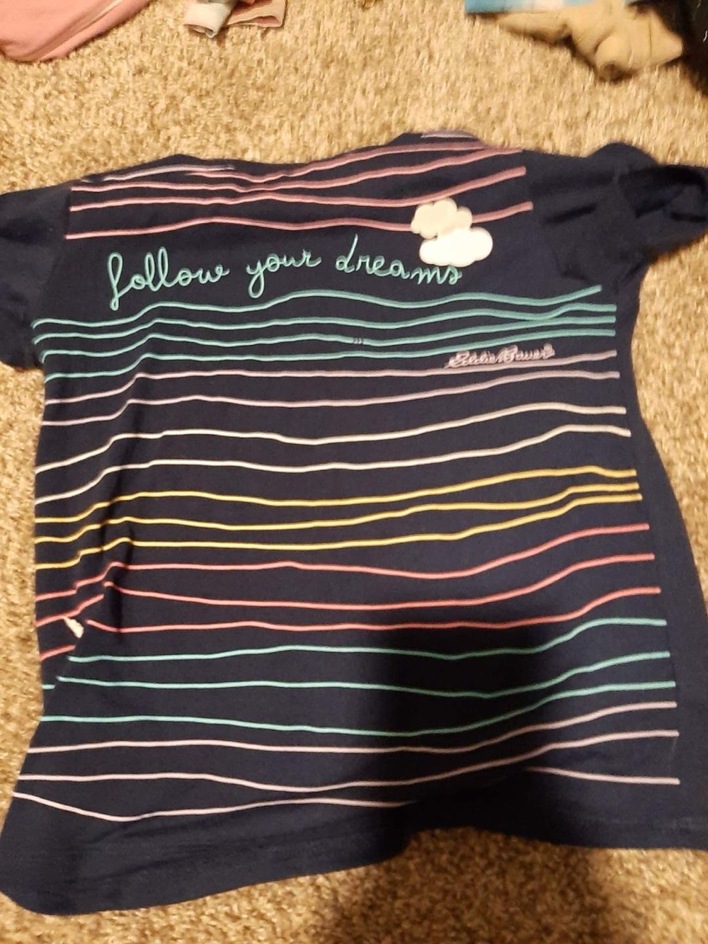 Kids Navy 'Follow Your Dreams' Stripe Tee